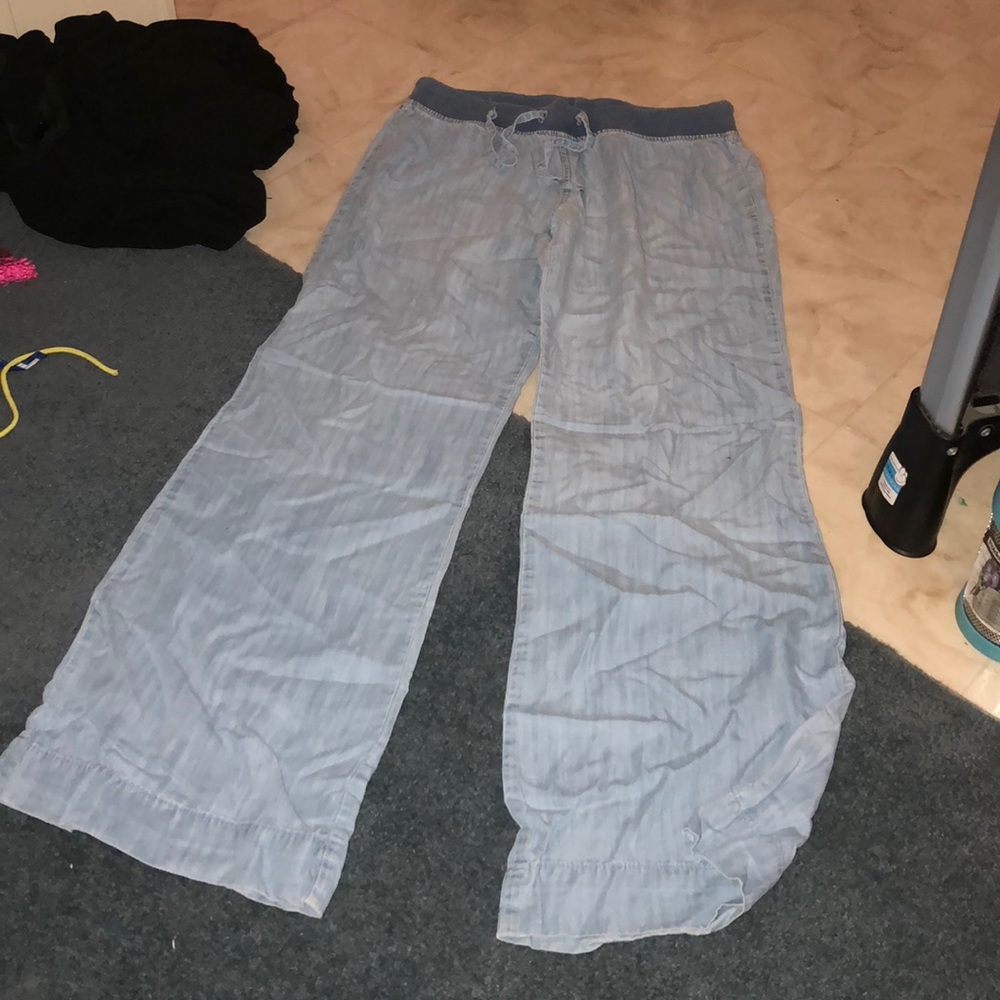 Denim wide leg pants